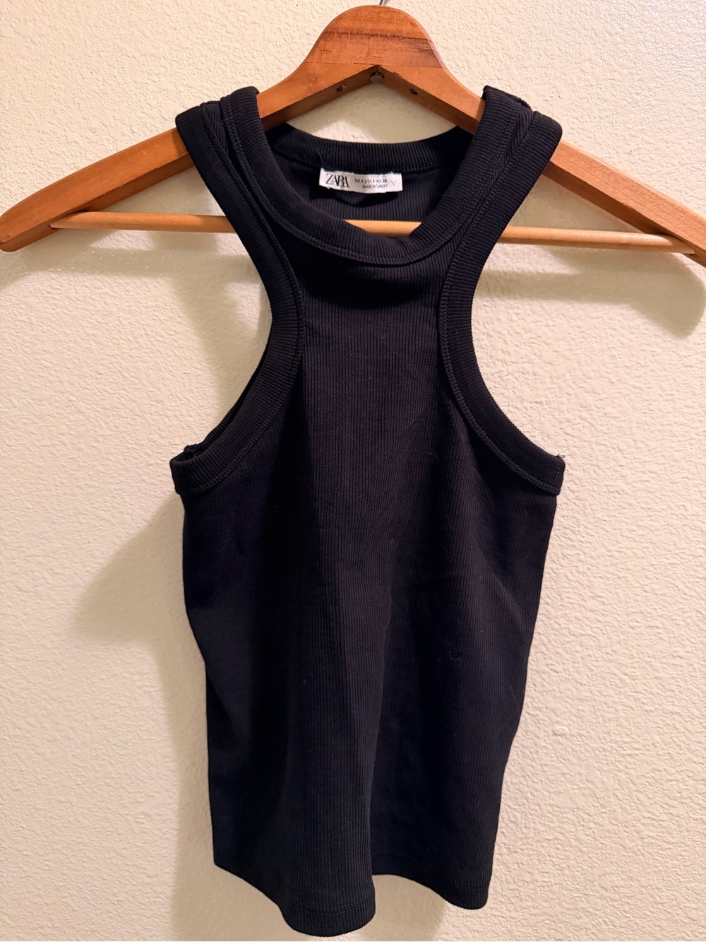 Zara Black Ribbed Crewneck Sweatshirt